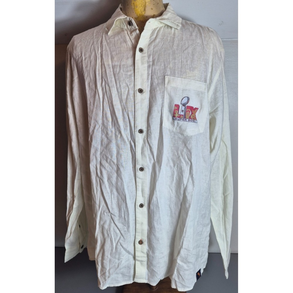 Margaritaville Super Bowl LIX New Orleans Mens Shirt XL Linen Rayon